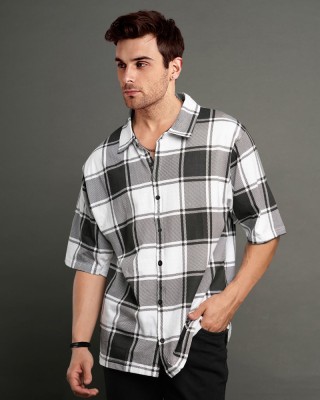 EyeBogler Men Checkered Casual Black, White Shirt