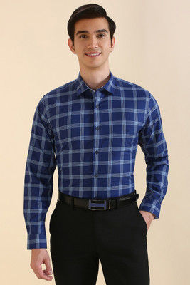 Allen Solly Men Checkered Formal Blue Shirt