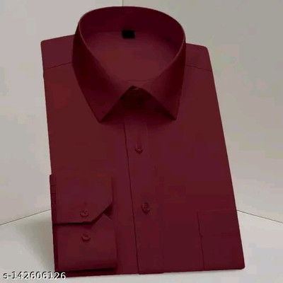 fashion corner Men Solid Formal Maroon Shirt