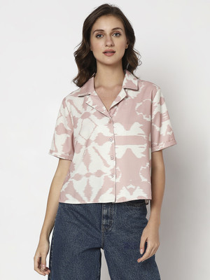 VERO MODA Women Printed Casual Pink, White Shirt