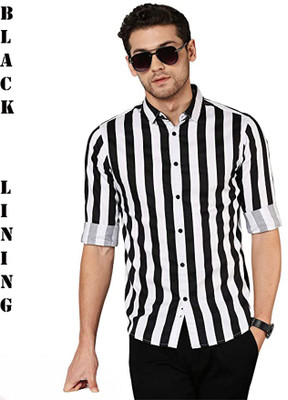 Kadhare Fashion Men Striped Formal White Shirt