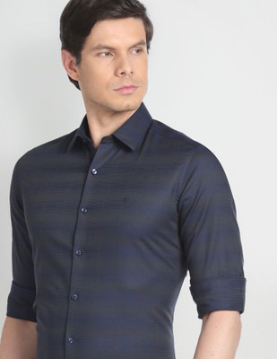 ARROW Men Checkered Casual Blue Shirt