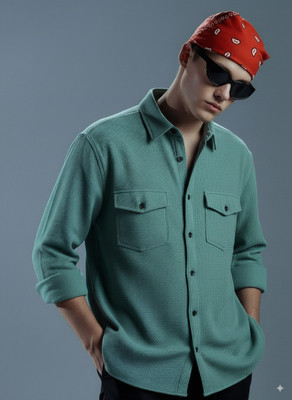 greet fashion Men Solid Casual Light Green Shirt