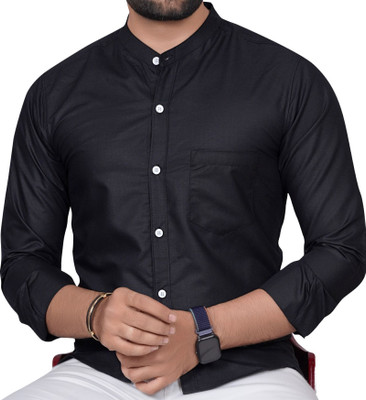 GLOBAL NOMAD Men Solid Casual Black Shirt