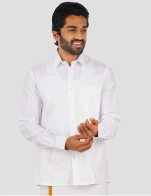 ALMA COLLECTION Men Solid Casual White Shirt