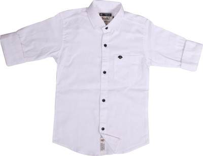 SKY PEARL Boys Solid Casual White Shirt