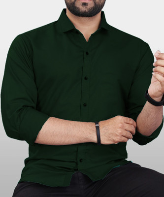 METRONAUT Men Solid Casual Dark Green Shirt