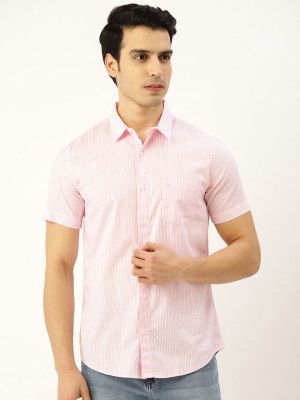 United Colors of Benetton Men Striped Casual Pink Shirt