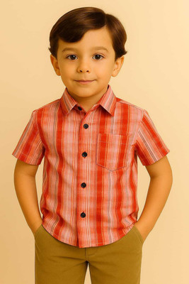 Janmangal Creation Boys Striped Casual Orange Shirt