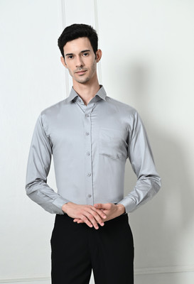 Starfox Men Solid Formal Grey Shirt