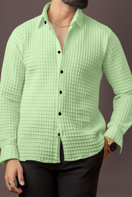 STOVESSY Men Self Design Casual Light Green Shirt