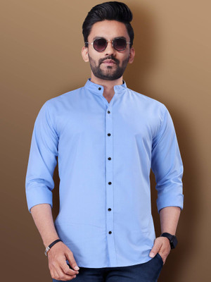 Selinta Men Solid Casual Blue Shirt