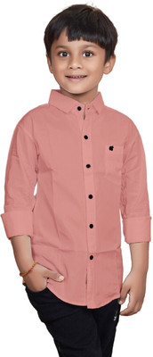ZAKAR Boys Solid Party Pink Shirt