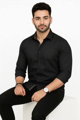 TeeTrail Men Solid Casual Black Shirt