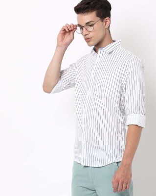 Hardsoda Men Striped Casual White Shirt