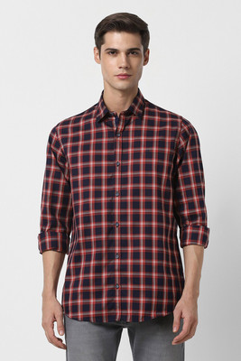 PETER ENGLAND Men Checkered Casual Dark Blue, Red, White Shirt