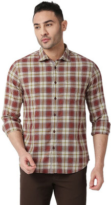 BASICS Men Checkered Casual Red Shirt