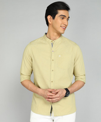 WROGN Men Solid Casual Yellow Shirt