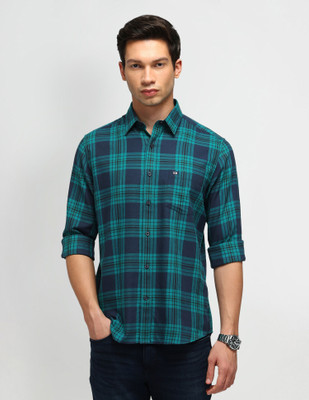 Arrow Sport Men Checkered Casual Green, Blue Shirt