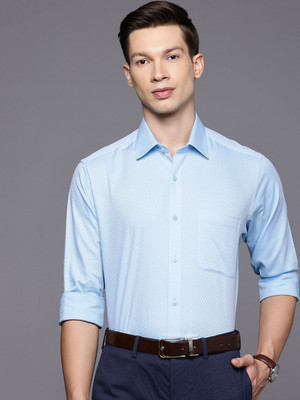 Raymond Men Printed Formal Light Blue Shirt