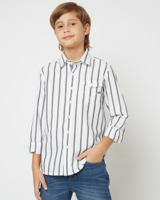 GAS Boys Striped Casual White Shirt