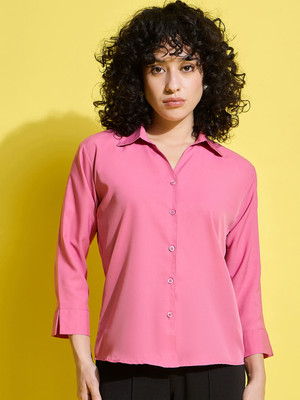 BuyNewTrend Women Solid Formal Brown Shirt