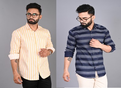 FUBAR Men Striped Casual Multicolor Shirt(Pack of 2)