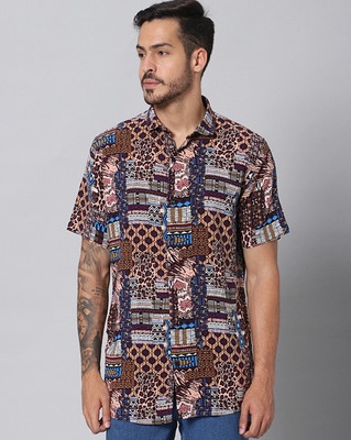 Ink India Company Men Printed Casual Red Shirt