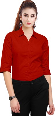 Ivorylane Women Solid Formal Red Shirt