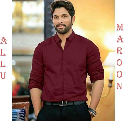 Ramji Fashion Men Solid Formal Maroon Shirt