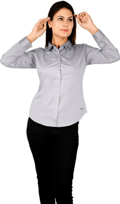 top ten Women Solid Formal Grey Shirt