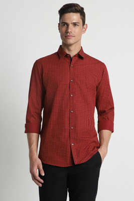 PETER ENGLAND Men Printed Casual Maroon Shirt