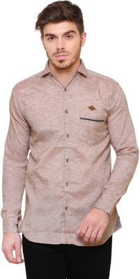 KUONS AVENUE Men Self Design Casual Brown Shirt