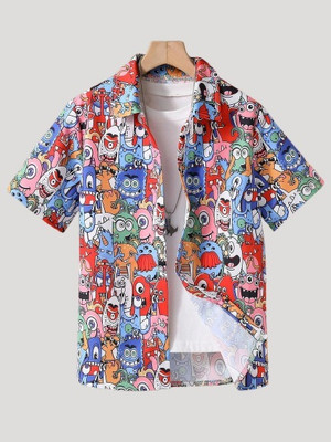 MANSICREATION Boys Floral Print Casual Multicolor Shirt