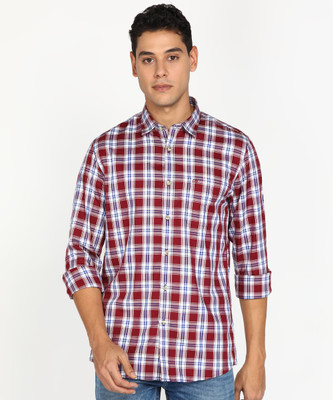 PETER ENGLAND Men Checkered Casual Red Shirt