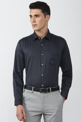 VAN HEUSEN Men Striped Formal Dark Blue Shirt