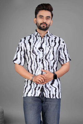 Adore Men Printed Casual Blue Shirt