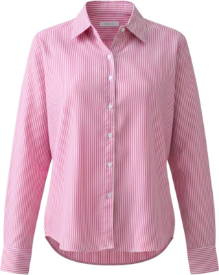 FUBACK Women Striped Casual Pink, White Shirt