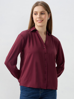 Spykar Women Solid Casual Red Shirt
