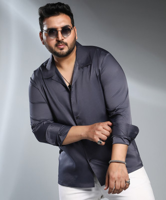 Instafab Plus Men Solid Casual Black Shirt