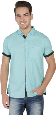 KUONS AVENUE Men Solid Casual Blue Shirt