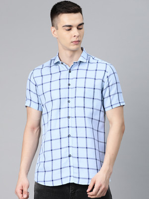 5TH ANFOLD Men Checkered Casual Blue Shirt