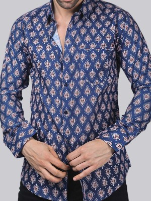 trybuy Men Printed Casual White, Dark Blue, Maroon Shirt