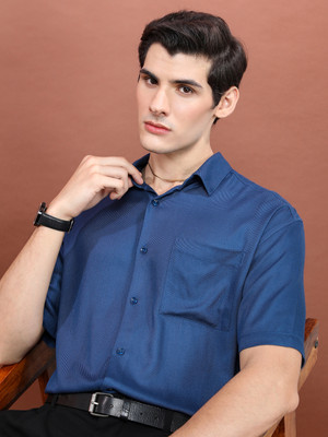 HIGHLANDER Men Solid Casual Dark Blue Shirt