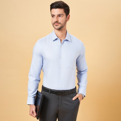 Peregrine by Pantaloons Men Solid Formal Light Blue Shirt