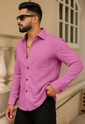 AITAVIKOVERSEAS Men Solid Casual Pink Shirt
