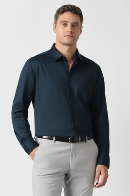 VAN HEUSEN Men Solid Formal Dark Blue Shirt
