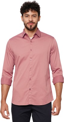 Jade Blue Men Solid Casual Pink Shirt