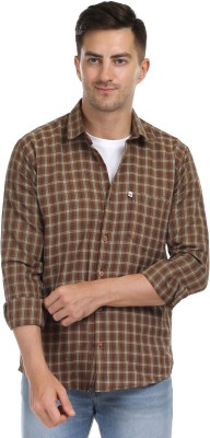 Marc Laurent Men Checkered Casual Brown, Dark Blue, Light Blue Shirt