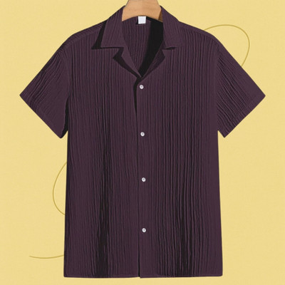 Look Trendy Men Self Design, Solid Casual Purple Shirt
